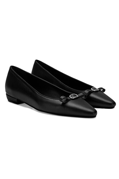 Desa Women's Black Leather Ballerinas