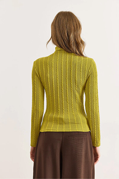 Olalook Γυναικεία μπλούζα με υφή με υφή λαδί πράσινο χρώμα με υφή με υφή BLZ-19003135