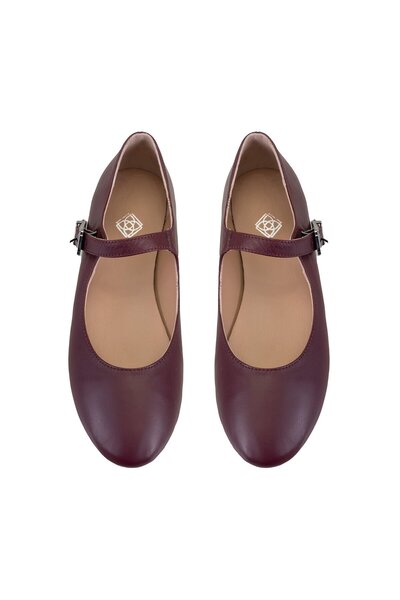 Desa Women's Burgundy Mary Jane Leather Ballerinas