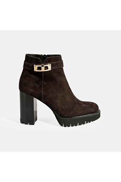 Desa Luca Grossi Kadın Kahve Metal Kilit Detaylı Platform Topuklu Bot