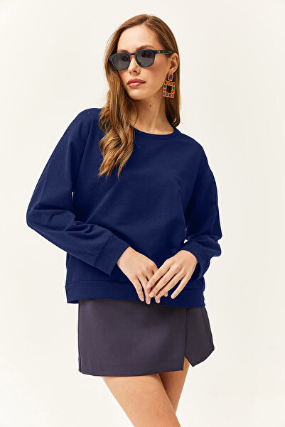 Olalook Dámská volná mikina s měkkou texturou v námořnické modré Basic