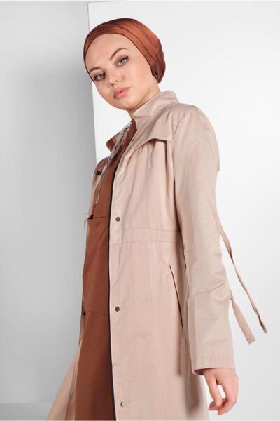 TRENDTESETTÜR GİZLİ FERMUARLI ÇITÇITLI TRENÇKOT 76