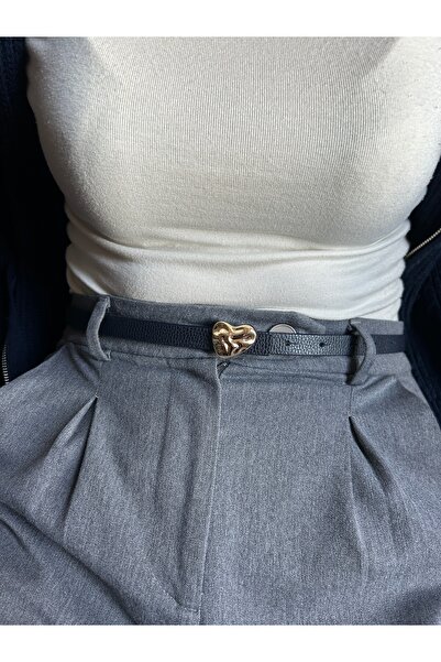 LİA KEMER حزام نسائي ذهبي اللون من لوجيك، مزخرف بنقش قلب بارز، حزام للسترة، ح...