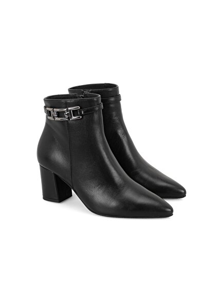 Desa Black Women's Desacomfort Heeled Leather Boots with Buckle Accessories