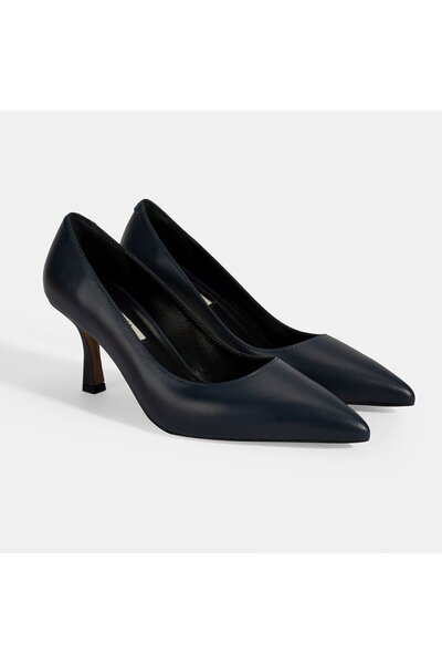 Desa Stiletto din piele albastru bleumarin pentru femei