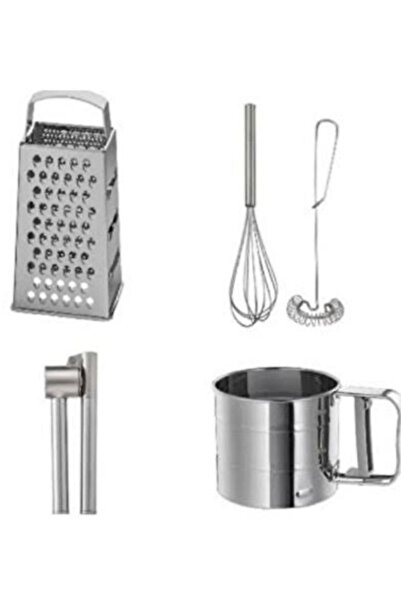 IKEA 4 Lü Set, Idealısk Rende 2'li Çırpıcı Seti Koncıs Çelik Sarımsak Ezici Un Eleği
