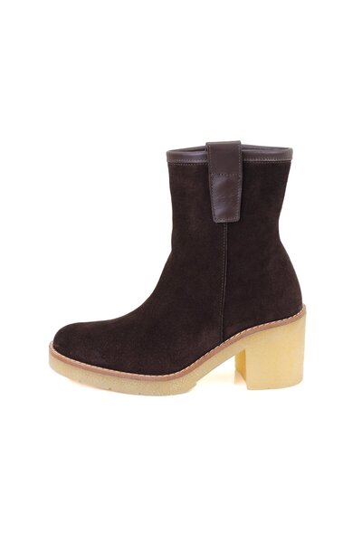 Desa Γυναικείες δερμάτινες μπότες Loza Brown με τακούνι