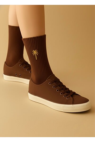 AYDK Unisex Minimal Embroidery Patterned Socks Set of 3 White Claret Red Green / Black White Coffee Options