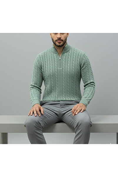 TUBA TOPTAŞ سترة رجالية بياقة عالية من التريكو