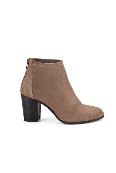 Desa Women's Mink Zippered Heeled Suede Boots