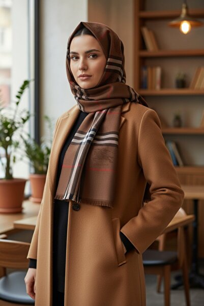 Onur Σάλι - Έχει εκδοθεί το προσαρμοσμένο ελαφρύ καρό σάλια με καρό σχέδιο, κατάλληλα για χρήση το καλοκαίρι και το χειμώνα Trend Model Trend Store