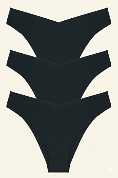 C&City Brazilian Laser Cut Black Panties 583 - Συσκευασία των 3