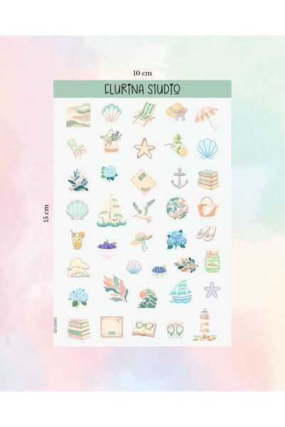 Flurina Studio Kawaii Summer Sticker Sayfası BEYAZ KAĞIT