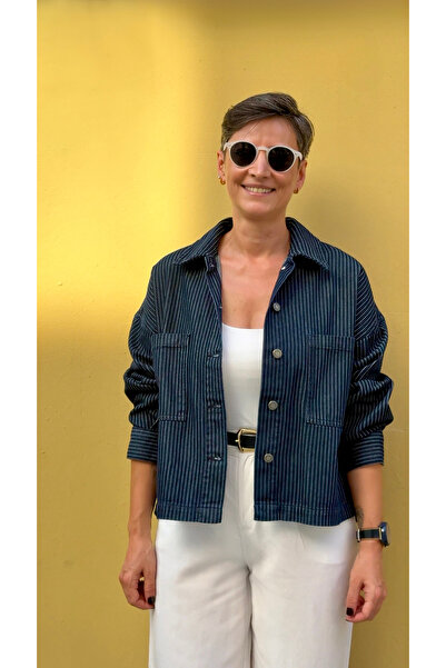 ZEYN ESTİLO Kadın Denim Gömlek Ceket Oversize