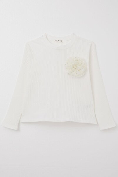 Breeze Блуза для дівчаток 8-14 років - з довгими рукавами, квітковими аксесуарами, екрю