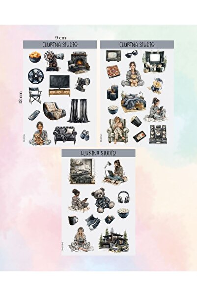 Flurina Studio Movie Day 3 Sayfa ŞEFFAF Sticker Seti