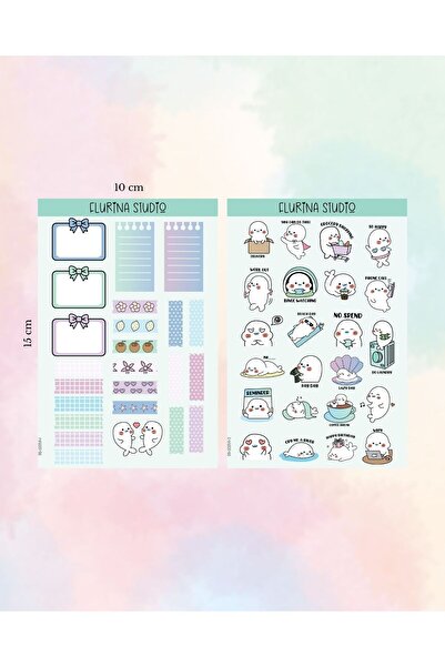 Flurina Studio Summer Seal Journaling 2 Sayfa Sticker Seti BEYAZ KAĞIT