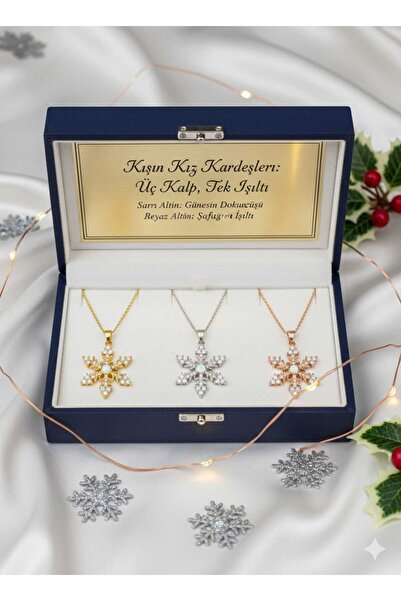 Papatya Silver 925 Ayar Gümüş Rose Kaplama Opal Kar Tanesi Kadın Kolye