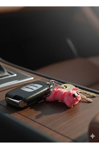 3D سلسلة مفاتيح على شكل خنزير متحرك