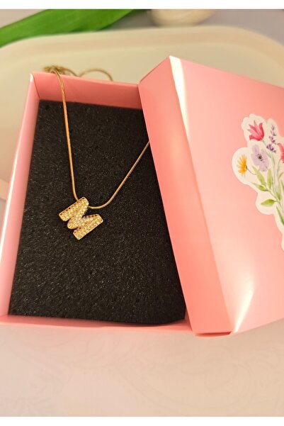 MİLUNXTE M Harfli Kolye - Çelik Harfli Kolye - Harf Kolye - Çelik M Harfli Kolye