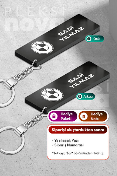 Pleksinova Kişiye Özel Bmw Logolu Pleksi Anahtarlık - Çift Taraflı