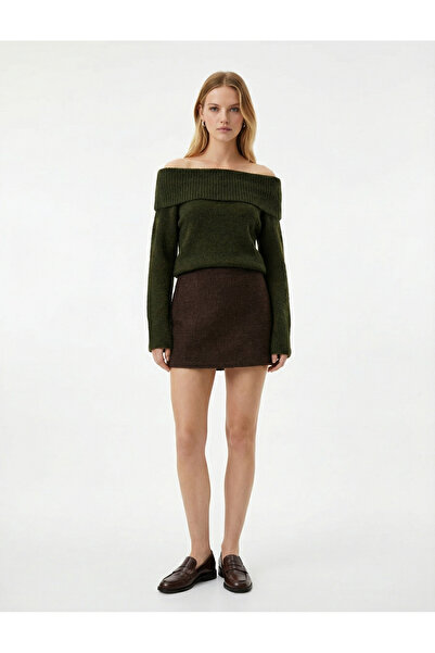 Koton Regular Waist Mini A-Line Tweed Skirt
