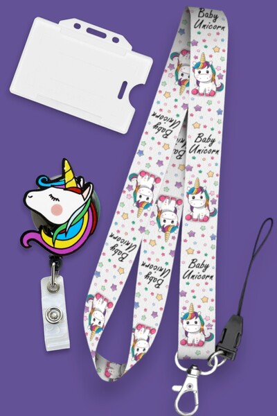 MİLLENEX Tek Boynuzlu At Unicorn Hemşire Boyun Askı İpi 3l ü Set Boyun İpi Yo...