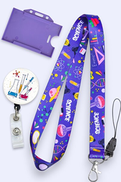 Laboratuvar Kimya Sağlıkcı Yaka Kartı Boyun İpi 3l ü Set Boyun İpi Yoyo Yatay Yaka Kartlık-B046-Y106