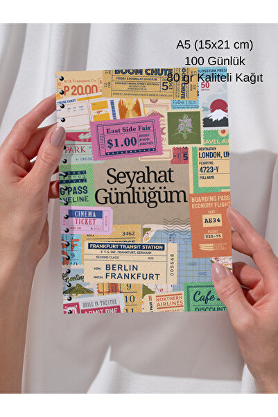 daily notebook Seyahat Planlayıcı Travel Journal A5 15x21cm 100 Günlük Gezi Anı Defteri(Güncellendi)