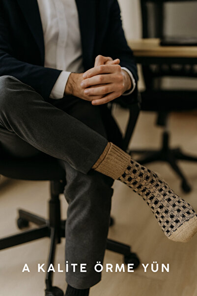 magıcgrange Winter Wool Men's Socks – Comfortable & Casual Knitted Model