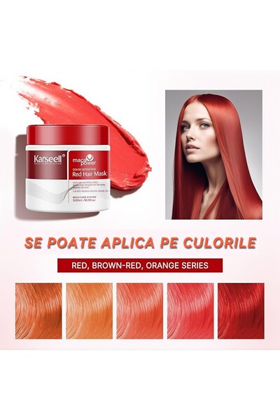 Karseell Red Hair Mask - Hydrating & Revitalizing, Fixes Color and Restores Shine, 500ml