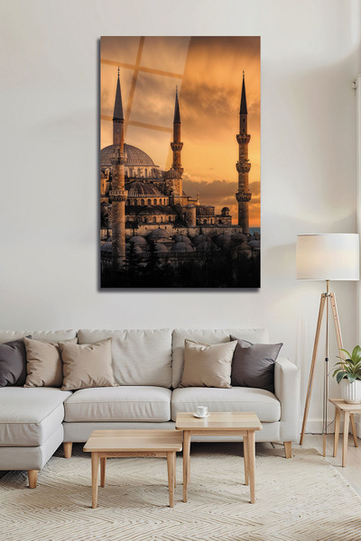 B&G DESIGN Tablou din sticlă Hagia Sofia cu vedere la apus de soare • Decor m...