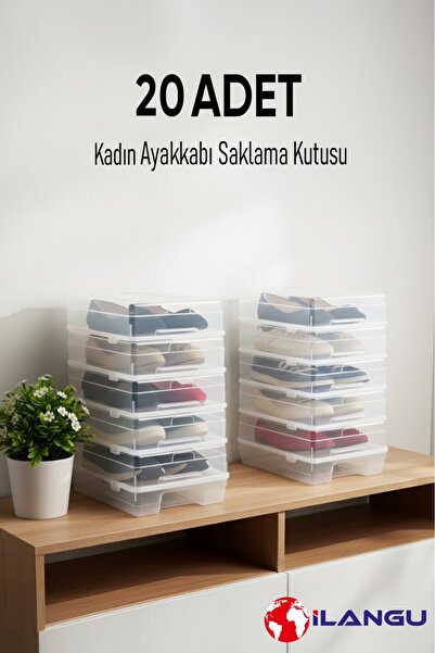 DRİPON TARIMSAL SULAMADA 10 NUMARA 20 ADET ŞEFFAF KADIN AYAKKABI SAKLAMA KUTUSU-HAVA KANALLI-AYAKKABI DÜZENLEYİCİ