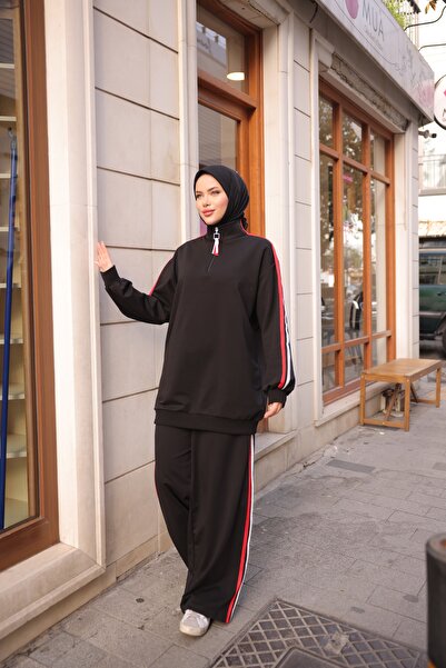 Wovi Set de trening sport Hijab pentru damă, guler cu fermoar