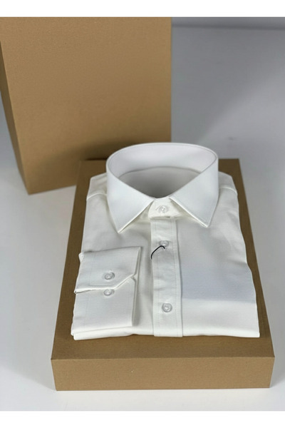 YusGos Long Sleeve Cotton Easy Iron Oxford Regular Fit High Quality Premium Men's Shirt White 2XL