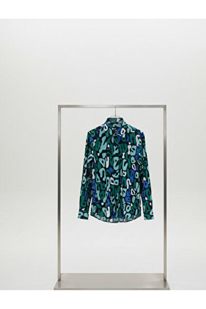 YusGos Long Sleeve Cotton Easy-Iron Letter Pattern Regular Fit Premium Men's Shirt Green m