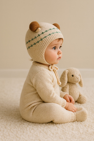 greenmoss Knitted Outer Part, 100% Cotton Inner Part Baby Beanie