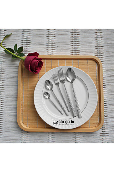 KAVEH Fork Spoon Set 30 Pieces 6 Seater Stone Model 18.0 Quality