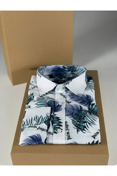 YusGos Men's Regular Fit Regular Collar Long Sleeve Easy Iron Patterned Premium Cotton Shirt White 2XL