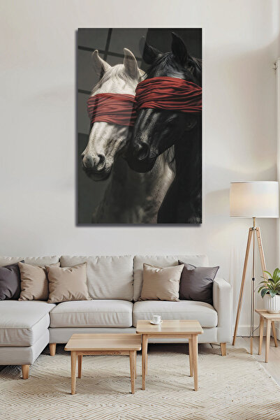 B&G DESIGN Pictură pe sticlă cu tematică Cai înfricoșători – Artă decorativă ...