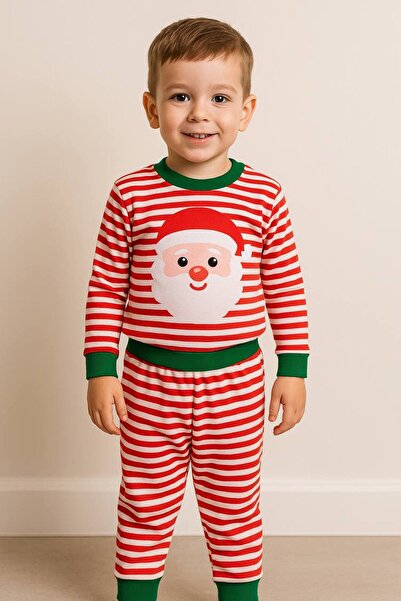 YusGos New Year Themed Santa Claus Printed Girls Boys Monthly Baby Suit Red 0-6 Months