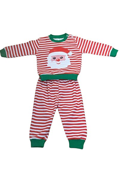 YusGos New Year Themed Santa Claus Printed Girls Boys Monthly Baby Suit Red 0-6 Months