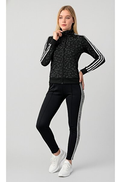 YusGos Women's Zippered Diving Scuba Fabric High Quality Bottom Top Sports Tracksuit Set Black XL