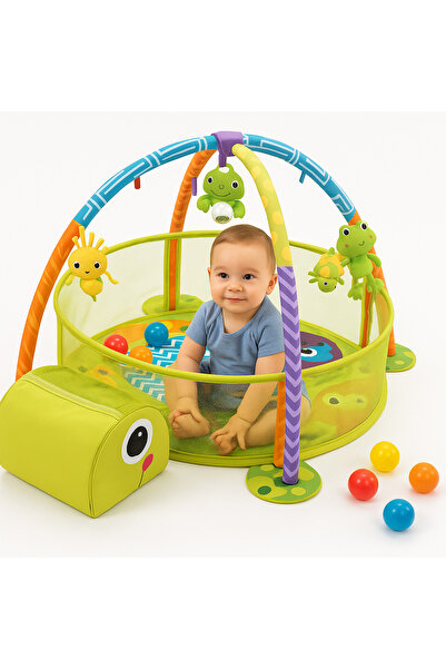 Bebelul Covoraș educativ cu mingi de parc pentru bebeluși în formă de broască...