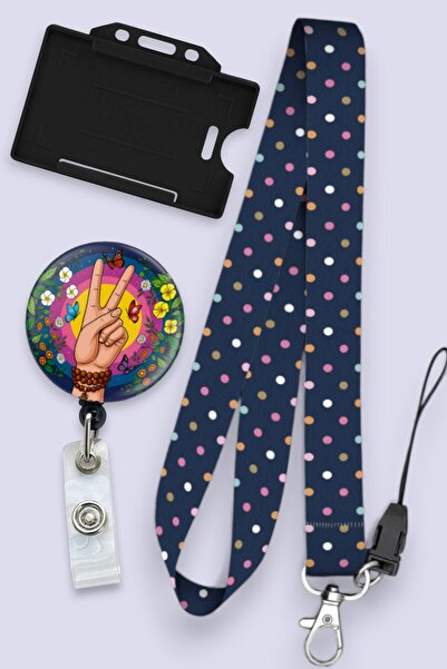 MİLLENEX Benekli Desenli Hemşire Boyun Askı İpi 3 lü Set Boyun İpi Yoyo Yatay...