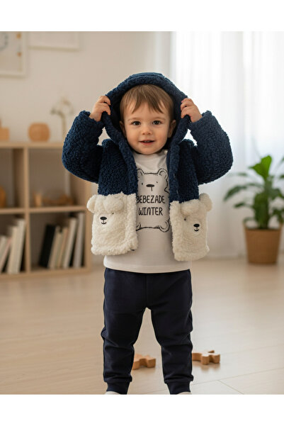 YusGos Plush Coat Baby Girl/Boy Suit Navy Blue 0-6 Months