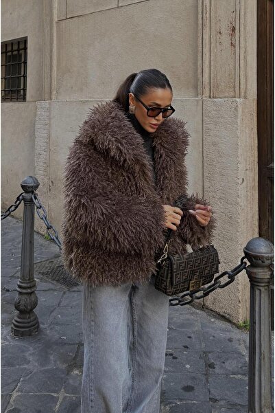 Havoş Καφέ μπουφάν από συνθετική γούνα Powell