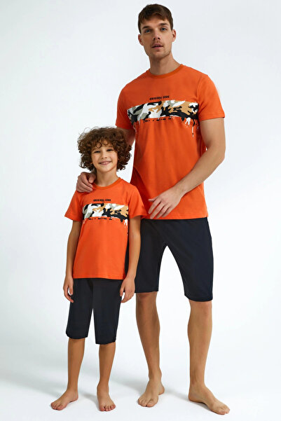 Rolypoly Men's Father and Son Combination Summer Capri Suit Rp2727-msd Orange