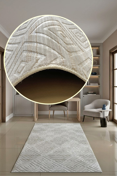 Polaris Halı Kaymaz Tabanlı, Kesme Yolluk Halı, Kabartmalı Salon Mutfak Antre...