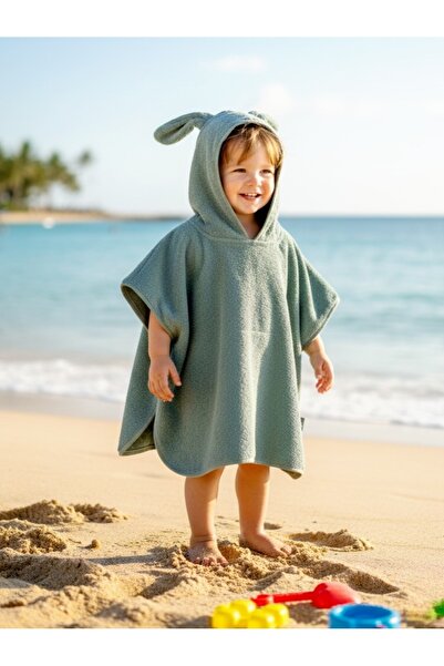 GÜRPAMUK HOME & BABY Outlet %100pamuk Kız-erkek Çocuk Deniz,plaj,havuz,banyo Havlu Panço 1-4 Yaş Kulaklı /deniz